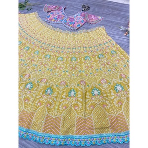 ชุด lehenga choli งานปักด้ายหลายงานปาร์ตี้ใน2XL - Product Image 4
