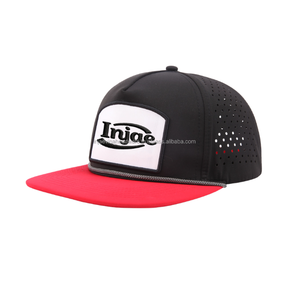 Custom 5 Panel Baseball <b>Cap</b> Waterproof Rope Golf Hats Perforated Trucker Hat With Custom Woven Patch logo - Product Image 1