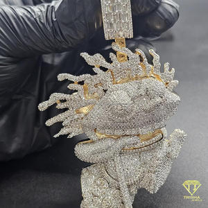 จี้เพชรโมอิสซาไนต์ VVS รูปตัวการ์ตูน ทำจากเงินแท้ 925 สไตล์ฮิปฮอป - Product Image 2