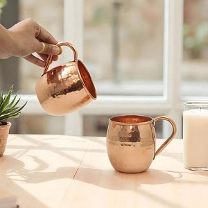Tasses à Moscow Mule en cuivre, avec poignée en laiton faite à la main, vaisselle écologique au design rustique pour le bureau, les mariages et les fêtes - Product Image 4