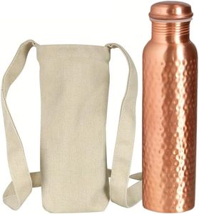 Botella de Cobre Ayurvédica, Botella de Agua Potable de Cobre Hecha a Mano, Botella de Cobre a Prueba de Fugas, Botella de Cobre con Bolsa - Product Image 4