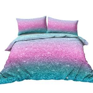 Biancheria da letto colorata in Glitter per ragazze blu turchese viola colori pastello 3 pezzi copripiumino King Size copripiumino - Product Image 2