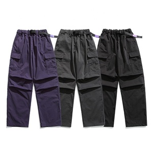 Usine de haute qualité en gros Logo personnalisé 100% Polyester extérieur décontracté taille élastique pantalon droit plusieurs poches pour hommes - Product Image 1