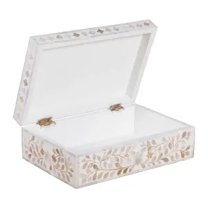 Elegante Caja de Almacenamiento de Joyas Decorativa de Lujo Hecha a Mano con Incrustaciones de Madreperla Rectangular Ecológica para Decoración del Hogar Ramadán Eid - Product Image 5