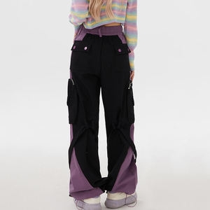 Pantalones Cargo Transpirables de Cintura Media para Mujer Talla Grande, Color Sólido, Corte Holgado, Estilo Utilitario, Largos, con Bolsillos Elásticos, Otoño, Adultos - Product Image 2