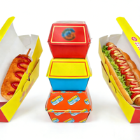 Emballages jetables pour hot-dogs coréens, qualité alimentaire, pelliculage mat, revêtement UV, gaufrage, papier biodégradable, haute qualité