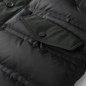 Veste d'hiver pour homme en duvet matelassé à capuche, col montant, coupe-vent épaisse, décontractée, longueur normale, noire, 100% polyester - Product Image 4