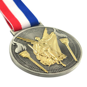 Medaglia classica di personalizzazione 3D Design colori oro e argento medaglioni medaglia di alta qualità con nastri personalizzati - Product Image 5
