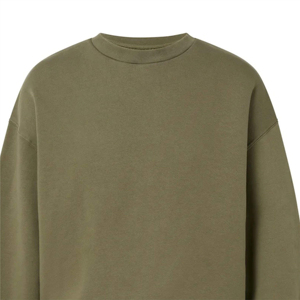 Sudadera Unisex Extra Grande con Cuello Redondo, Color Verde Oliva Sólido, Tejida, Informal, para Otoño - Product Image 3