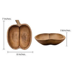 Cuencos de madera de calidad superior, cuencos personalizados con forma de manzana para servir aperitivos, cuenco para sumergir salsa, vajilla de madera para mesa de cena - Product Image 3