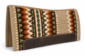 Manaal Enterprises Western Saddle Pad FELT PAD 03 Classic <b>Wool</b> Shell Geometric Pattern <b>Brown</b> Leather Trim Fleece Lining Felt - Product Image 6