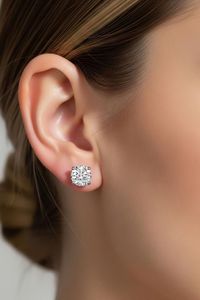 Brilliant Lab Grown Diamond Stud <b>Earrings</b> IGI Certified 14K 18K Pure Gold Classic Four Prong Rhodium Plated Brilliant Cut - Product Image 2