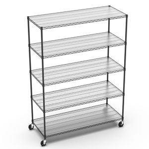 7500lbs Heavy Duty 5 Tier Metal Wire Shelving Unit 82\" H X 60\" L X 2\" Adjustable Storage <b>Rack</b> Wheels Shelf Liners <b>for</b> <b>Garages</b> - Product Image 2