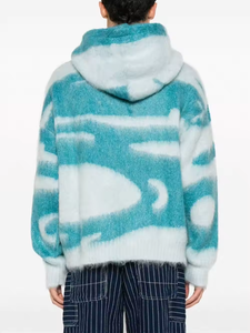 Winter Custom Men's Fashion Classic Warm Long-sleeved Jacquard Mohair Knitted Hooded <b>Pullover</b> <b>Sweater</b> - Product Image 3