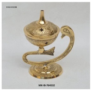 Brûleur d'encens mural traditionnel en métal antique Degchi Dhoop Dani Pot, décoratif pour la Pooja et la décoration murale des temples - Product Image 5