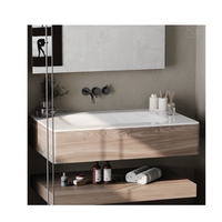 Lavabo rectangulaire en marbre à poser sur comptoir, meuble de salle de bain en bois, design moderne, finition plaquée or, égouttoir facile à nettoyer