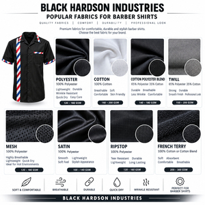 Chemise de barbier premium 100% polyester 180g, col rond, manches courtes, coupe classique, prune, pour impression de logo personnalisé, boutons-pression, séchage rapide - Product Image 2