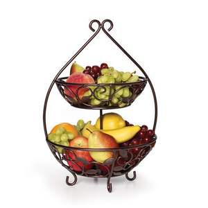 Cesta de Frutas Metálica de Estilo Vintage que Realza el Encanto de la Cocina del Hogar con Práctica Organización de Frutas - Product Image 1