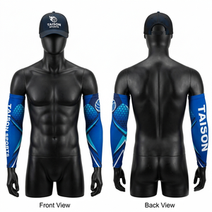 Manguito de Voleibol Premium de Poliéster y Spandex, Transpirable, que Absorbe la Humedad, con Panel Geométrico Marrón Dorado y Logotipo Personalizado por Sublimación - Product Image 2