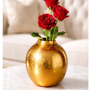 <b>Unique</b> Copper Gold Flower <b>Vases</b> Creative Gold Aluminium Hammered Modern Metal Decorative Tabletop <b>Vases</b> Home Decoration Wedding - Product Image 2