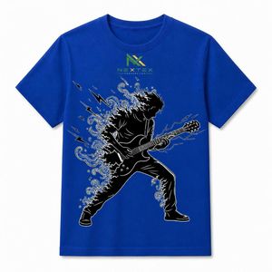 T-shirt en coton avec impression de groupe rock et guitariste, style streetwear décontracté, service OEM - Product Image 6