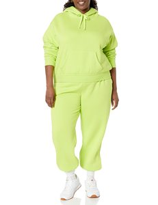 Ensemble de sweat-shirt à capuche vert lime pour femme, matière polaire, couleur unie, manches longues, respirant, grande taille, vêtements d'automne - Product Image 6