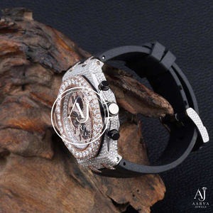 Reloj Cronógrafo Analógico de Cuarzo con Moissanita Helada, Correa de Acero Inoxidable, Cierre de Mariposa, Incrustaciones de Diamantes Negros ETA, Lujo Casual - Product Image 5