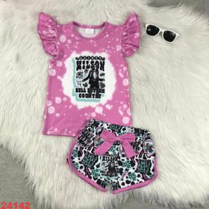 Completo di pantaloncini a vita alta e top corto con scollo all'americana, stampa personalizzata, alla moda per ragazze adolescenti - Il più venduto - Product Image 2