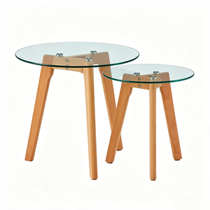 Mesa de Comedor Moderna de Madera con Cubierta de Vidrio Templado, Mesa Rectangular para Comedor, Muebles para Restaurante - Product Image 1