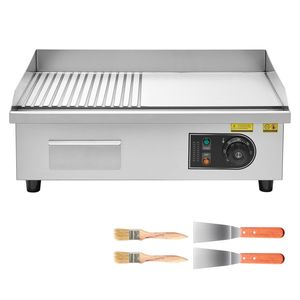 Piastra Elettrica Commerciale in Acciaio Inox, 21.06 x 11.81 Pollici, 1750W, Temperatura Regolabile 122-570 Fahrenheit, Mezza Dimensione - Product Image 1