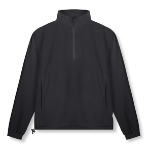Men's <b>White</b> <b>Quarter</b> <b>Zip</b> Pullover Windproof Woven Spandex/Polyester Casual Stand Collar Loose Fit Solid Design Spring/Autumn Wear - Product Image 6