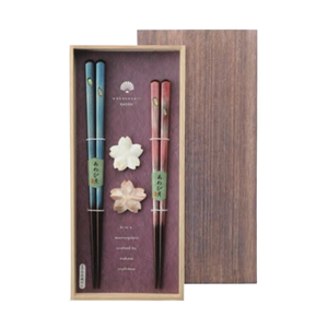 Ensemble de baguettes japonaises traditionnelles en bois avec masque de danse du lion et coffret cadeau - Product Image 2