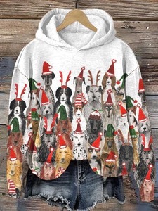 <b>Christmas</b> Bohemian Floral Embroidery Hooded <b>Sweatshirt</b> <b>Women's</b> Gray Full Sleeve Knitted Cotton Blend Winter Casual Top - Product Image 4