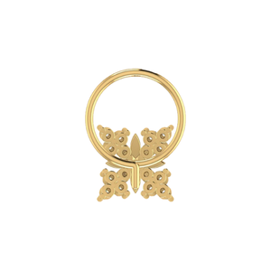 Piercing de nez ethnique en or 14K avec diamant taille brillant éblouissant de 0,08 carat, clarté VS-SI, bijou fin pour le piercing - Product Image 5