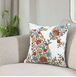 Custom Vintage Square Floral Embroidered 100% Cotton Button Closure Handmade Decorative Throw Pillow Cover for Home Decor - Product Image 1