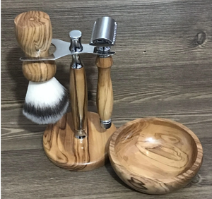 Kit de Rasage Haut de Gamme avec Brosse à Raser en Poils de Blaireau et Manche en Jade Naturel, Support et Tasse Inclus - Product Image 5