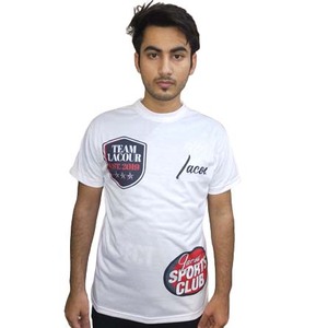 T-shirt col rond pour homme, 220 grammes, coupe ample, sportif, en jersey non tissé, teint en fil, imprimé numériquement, vierge, 100 % polyester, écologique - Product Image 1
