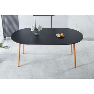 Tavolo da Pranzo con Gambe in Legno Estensibili e Piano in MDF Nero, Misure 100/140/180x100x75cm per Ufficio e Caffetteria - Product Image 1
