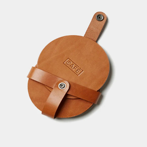 Ensemble de 4 sous-verres en cuir tanné avec support cousu, ensemble de 4 sous-verres ronds en cuir noir CAFE avec fermeture à sangle, design classique - Product Image 2