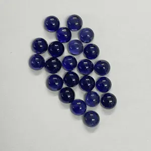 High Grade Quality 5mm Iolite Flatback Cabs Loose Crystal Healing Gemstone Cabochon Round Shape From Verified Supplier