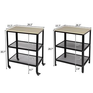 Carrello da Cucina a 3 Ripiani con Ruote, Struttura in Metallo, Scaffale per Pentole e Alimenti, Versatile per Cucina e Soggiorno - Product Image 6