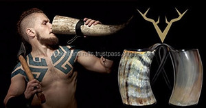 Mug à boire en corne de buffle Viking avec support, artisanal, écologique, poli, bord en fer, cadeau médiéval nordique pour homme, accessoires de bar - Product Image 5