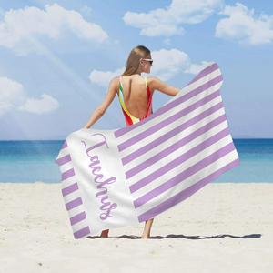Personalized Woven Stripe Beach <b>Towel</b> Custom Name <b>Bath</b> <b>Towel</b> for Kids Adults Couples Men Women-Vacation Gift - Product Image 3