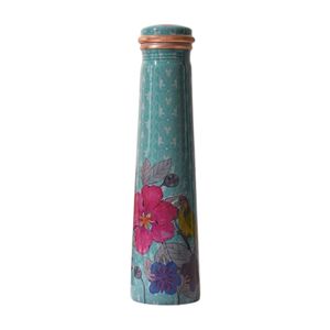 Factory Direct Supplier Pure Copper Water Bottle and <b>Glass</b> <b>Tumbler</b> Set Traditional Blue Floral Pattern Ayurveda Health Drinkware - Product Image 5