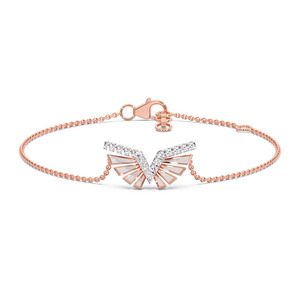 Textured Dual-Strand Station Diamond Link <b>Bangle</b> <b>Bracelet</b> - Product Image 1