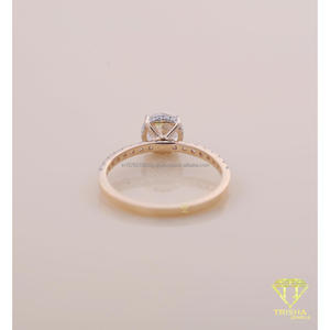 Moissanite Diamond Round <b>Solitaire</b> Engagement <b>Ring</b> With Hidden Halo Pave Band White Gold Bridal Wedding <b>Ring</b> Gift - Product Image 2