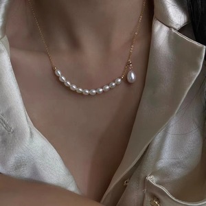 Collar de Perlas de Agua Dulce con Cadena de Borla Ajustable de Plata S925 de Alta Calidad, Simple, Lujoso y Moderno - Product Image 1