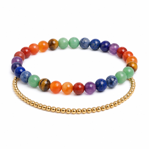 Red Jasper 8mm Two-Piece Stacking <b>Bracelet</b> Set for <b>Men</b> Religious Style with Hematite <b>Bead</b> Band Zinc Alloy & Jade Ruby Main Stone - Product Image 4