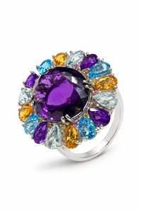 Bague en argent sterling 92,5 avec pierres multicolores KLSR-12276 - Product Image 5