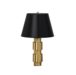 Modern Gold Metal <b>Table</b> Lamp with Black Fabric Shade Simple Design Middle Size Luxury Hotel <b>Bedside</b> Lamp for Home Decor Lighting - Product Image 1